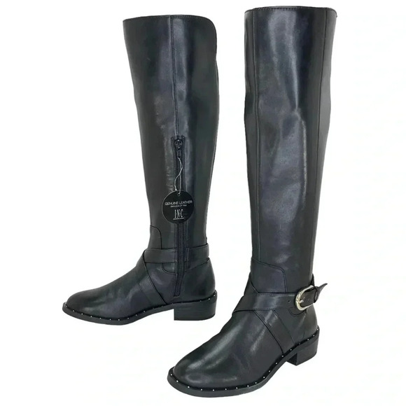 International Concepts Fadora Black Leather Knee High Womens Boots Size 5M - Picture 10 of 11